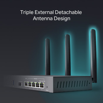 TP-LINK | SafeStream Gigabit Multi-WAN VPN maršrutētājs | ER706W | 802.1q | Ethernet LAN (RJ-45) porti 1× Gigabit SFP WAN ports, 1× Gigabit RJ45 WAN ports, 2× Gigabit RJ45 LAN porti 2× Gigabit WAN/LAN RJ45 porti | Mesh atbalsts Jā | MU-MIMO Jā | 3G/4G ar izvēles USB adapteri | 60 mēneši