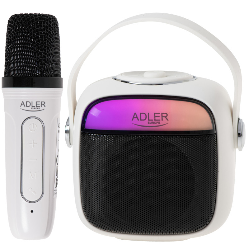 Adler karaokeskauteris ar mikrofonu | AD 1199W | Bluetooth | Bezvadu savienojums | Pārnēsājams | Balts