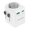 Gembird Zemējams universāls ceļojumu barošanas adapters, 20 W | TPA-EU1A1C20-01-W