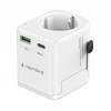 Gembird Zemējams universāls ceļojumu barošanas adapters, 20 W | TPA-EU1A1C20-01-W