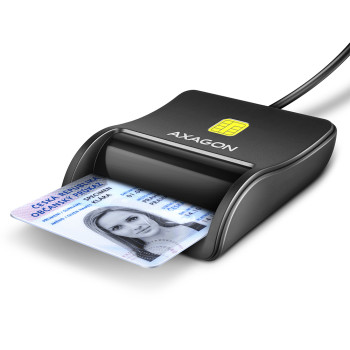 AXAGON kompakts galda USB kontaktu Smart/ID karšu lasītājs ar garu USB-A kabeli | CRE-SM3N