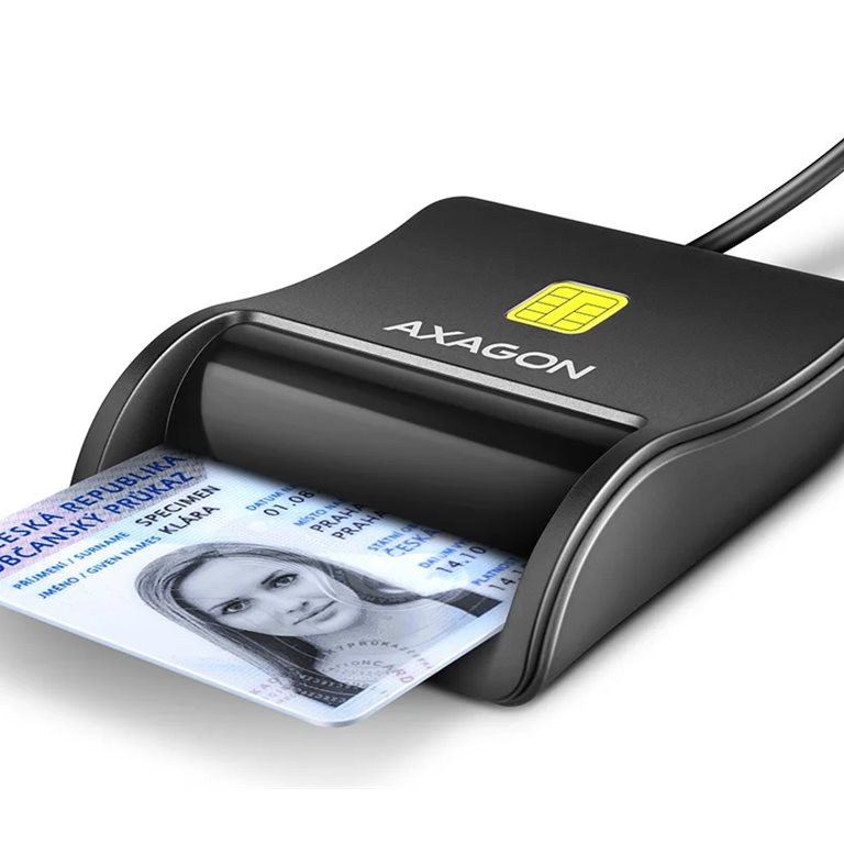 AXAGON Compact desktop USB contact Smart/ID card reader with long, USB-A cable | CRE-SM3N