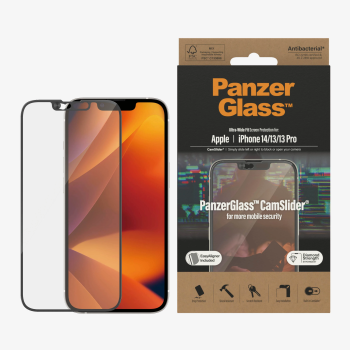 PanzerGlass | CamSlider | Apple | iPhone 14/13/13 Pro | Rūdīts stikls | Caurspīdīgs | Aizsargā visu ekrānu; 100% skārienjūtīgs; Viegla uzstādīšana | Ekrāna aizsargplēve