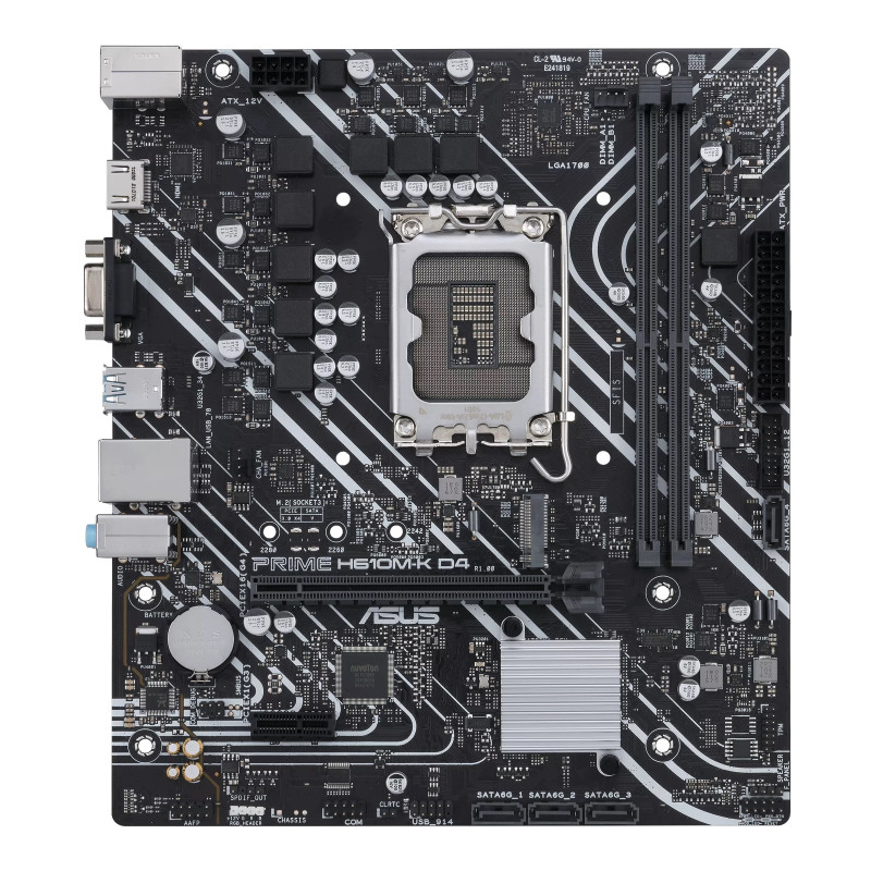 Asus | PRIME H610M-K D4 | Procesoru ģimene Intel | Procesora ligzda LGA1700 | DDR4 DIMM | Atmiņas sloti 2 | Atbalstītie cietā diska interfeisi SATA, M.2 | SATA savienotāji 4 | Čipseta Intel H610 | mATX