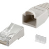 Goobay 68746 RJ45 spraudnis, CAT 5e STP ekranēts ar atslogojošu gumijotni, pelēks | priekš apaļa kabeļa ar izvadi 6,4 mm vienā iepakojumā (1 komplekts polipropilēna maisiņā)