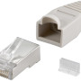 Goobay 68746 RJ45 spraudnis, CAT 5e STP ekranēts ar atslogojošu gumijotni, pelēks | priekš apaļa kabeļa ar izvadi 6,4 mm vienā iepakojumā (1 komplekts polipropilēna maisiņā)