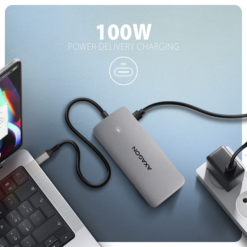 AXAGON USB-C 10Gbps DUAL 4K DISPLAY 7in1 centrmezgls | HMC-CUB83X2