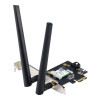 Asus | AX1800 divu joslu Bluetooth 5.2 PCIe Wi‑Fi adapteris | PCE-AX1800 | 802.11ax | 574+1201 Mbit/s | Bez Mesh atbalsta | MU‑MIMO Jā | Nav mobilā platjosla | Antenas tips: ārējā