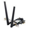 Asus | AX1800 divu joslu Bluetooth 5.2 PCIe Wi‑Fi adapteris | PCE-AX1800 | 802.11ax | 574+1201 Mbit/s | Bez Mesh atbalsta | MU‑MIMO Jā | Nav mobilā platjosla | Antenas tips: ārējā