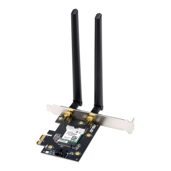 Asus | AX1800 divu joslu Bluetooth 5.2 PCIe Wi‑Fi adapteris | PCE-AX1800 | 802.11ax | 574+1201 Mbit/s | Bez Mesh atbalsta | MU‑MIMO Jā | Nav mobilā platjosla | Antenas tips: ārējā