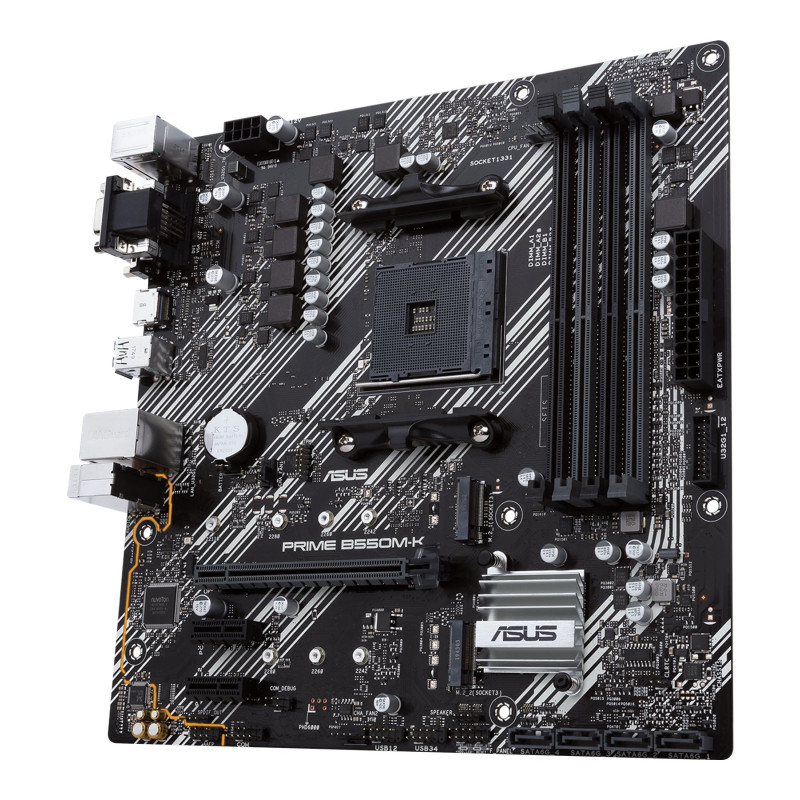 Asus | PRIME B550M-K | Procesoru saime AMD | Procesora ligzda AM4 | DDR4 | Atmiņas sloti 4 | Čipsets AMD B | Micro ATX