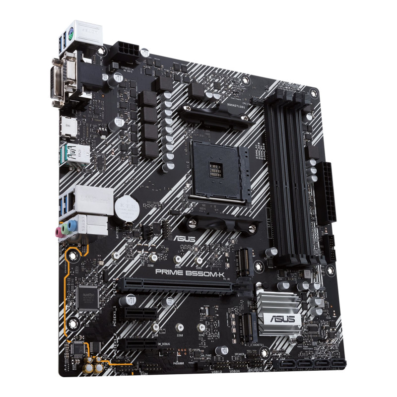 Asus | PRIME B550M-K | Procesoru saime AMD | Procesora ligzda AM4 | DDR4 | Atmiņas sloti 4 | Čipsets AMD B | Micro ATX
