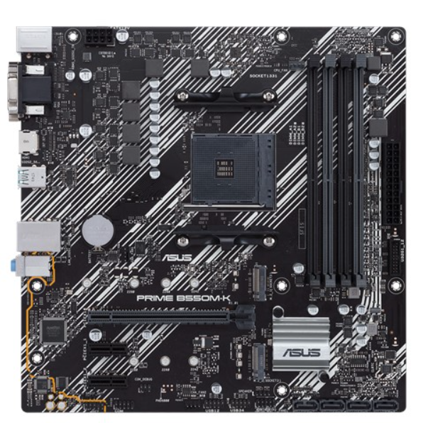 Asus | PRIME B550M-K | Procesoru saime AMD | Procesora ligzda AM4 | DDR4 | Atmiņas sloti 4 | Čipsets AMD B | Micro ATX