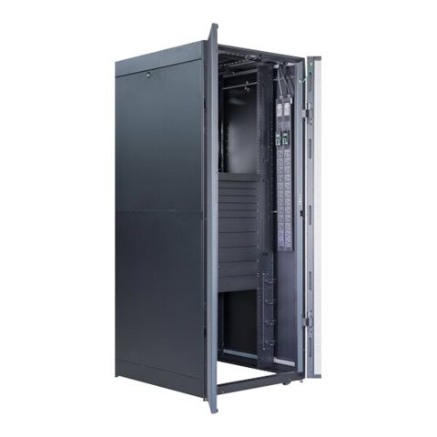 APC Easy Rack 800mm/48U/1200mm ar jumtu, sānu paneli, ritenīšiem, kājām un 4 kronšteiniem, bez apakšas, melns | Schneider Electric