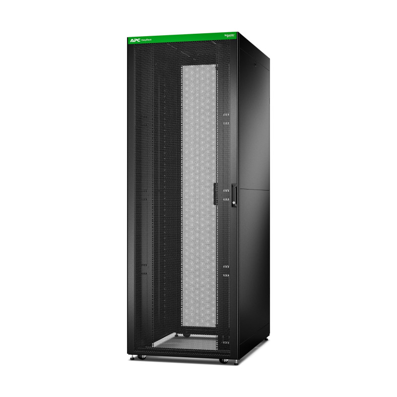 APC Easy Rack 800mm/48U/1200mm ar jumtu, sānu paneli, ritenīšiem, kājām un 4 kronšteiniem, bez apakšas, melns | Schneider Electric