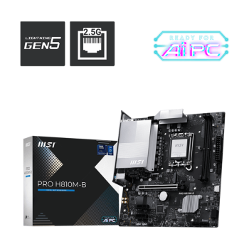 MSI PRO H810M-B | Procesoru saime Intel H810 | Procesora ligzda LGA1851 | DDR5 | Atbalstītie cietā diska interfeisi SATA, M.2 | SATA savienotāju skaits 4