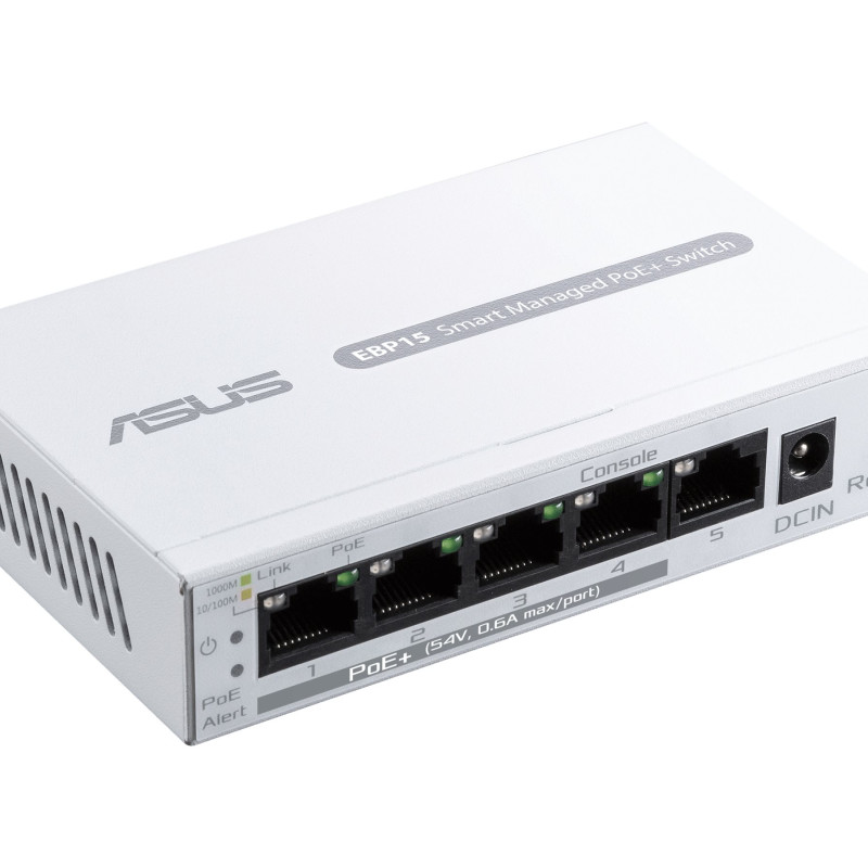 Asus | ExpertWiFi 5-portu GbE gudri pārvaldāms PoE+ slēdzis | EBP15