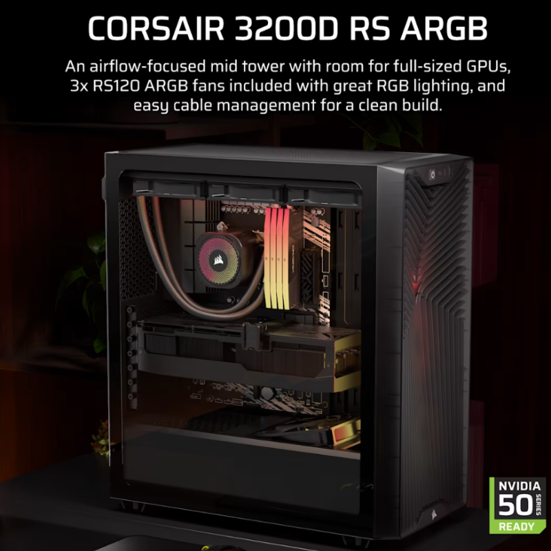 Corsair PC korpuss | 3200D RS ARGB | Smoke | Mid-Tower