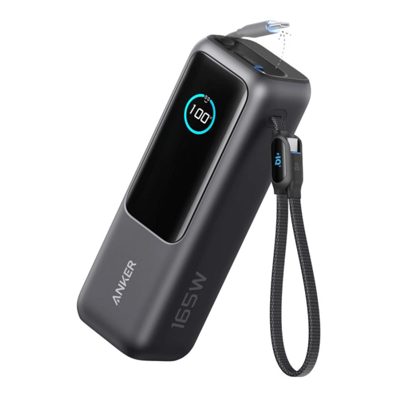 Anker Zolo Powerbank | A1695H11 | 25000 mAh | Iebūvēts USB-C un izvelkamais kabelis | Pelēks