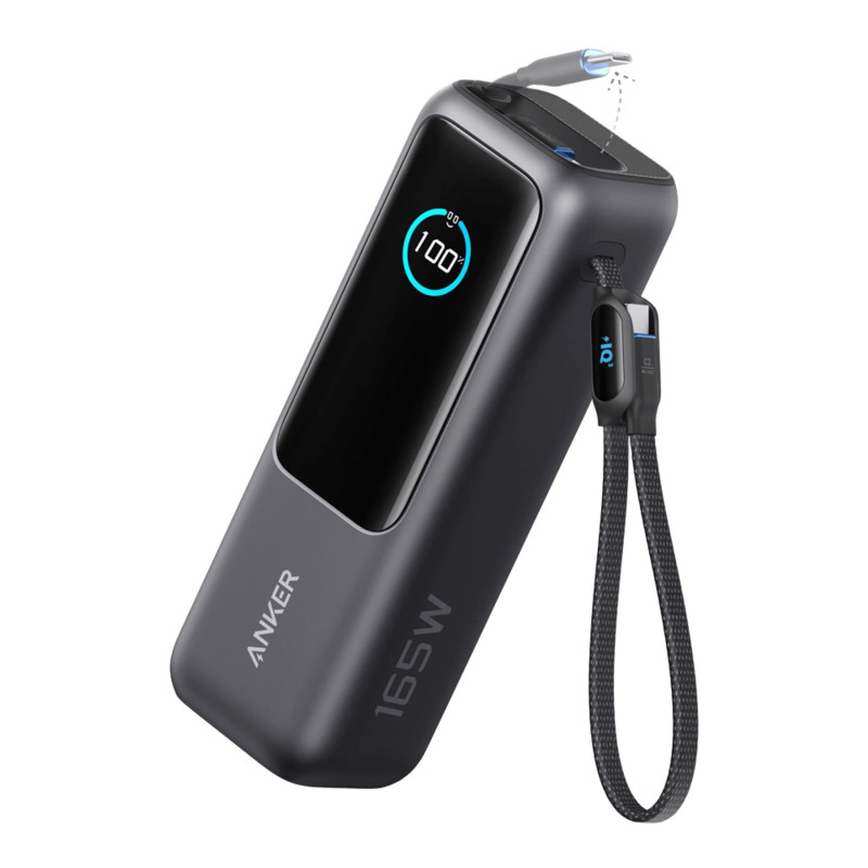 Anker Zolo Powerbank | A1695H11 | 25000 mAh | Iebūvēts USB-C un izvelkamais kabelis | Pelēks