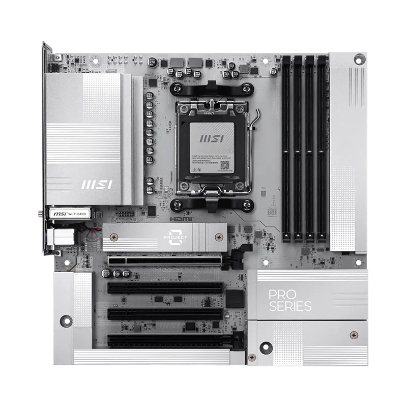 MSI PRO B850M-A WIFI PZ | Processor family AMD | Processor socket AM5 | DDR5 | Supported hard disk drive interfaces SATA, M.2 | Number of SATA connectors 4