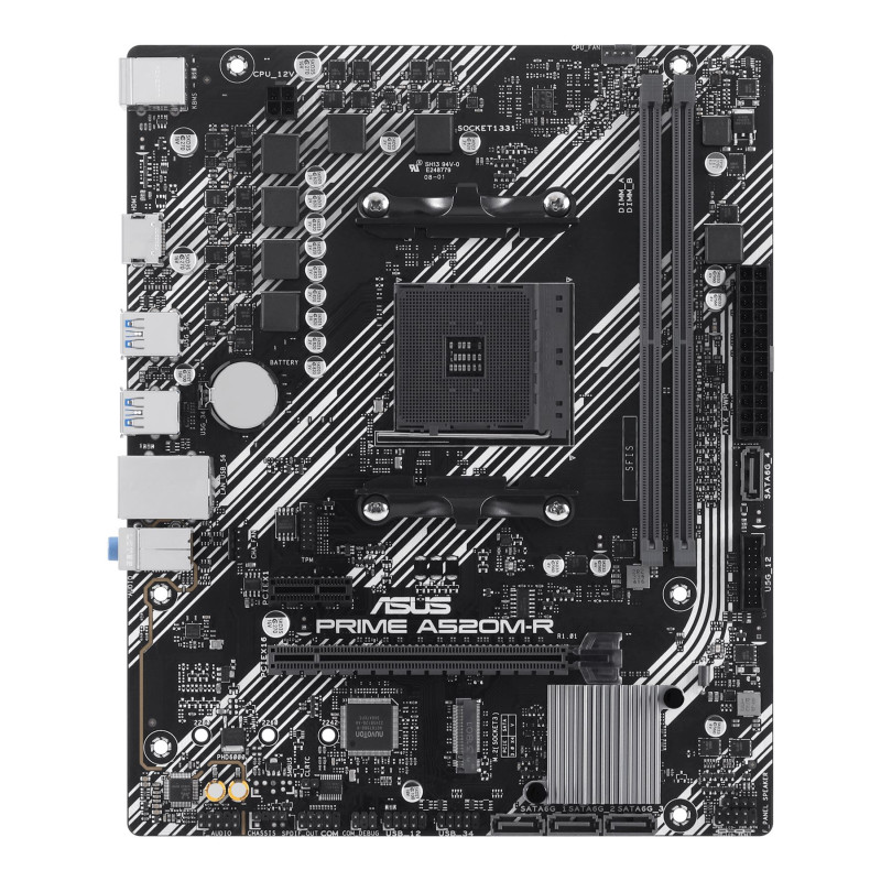 Asus | Procesora saime AMD A520 | Procesora ligzda 1 x Socket AM4 | 2 DIMM sloti - DDR4, ECC, nebuferēts | Atbalstītie cietā diska interfeisi SATA-600 (RAID), 1 x M.2 | SATA savienotāju skaits 4