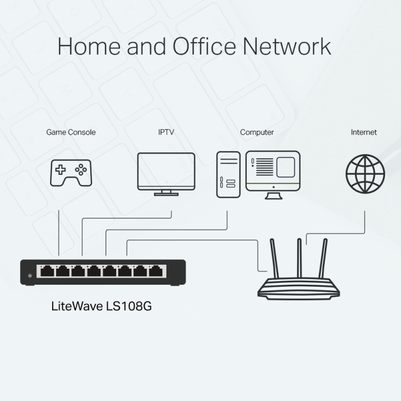 TP-LINK | 8-portu 10/100/1000 Mbps galda tīkla slēdzis | LS108G | Nevadāms | Galda | Barošanas avots ārējs