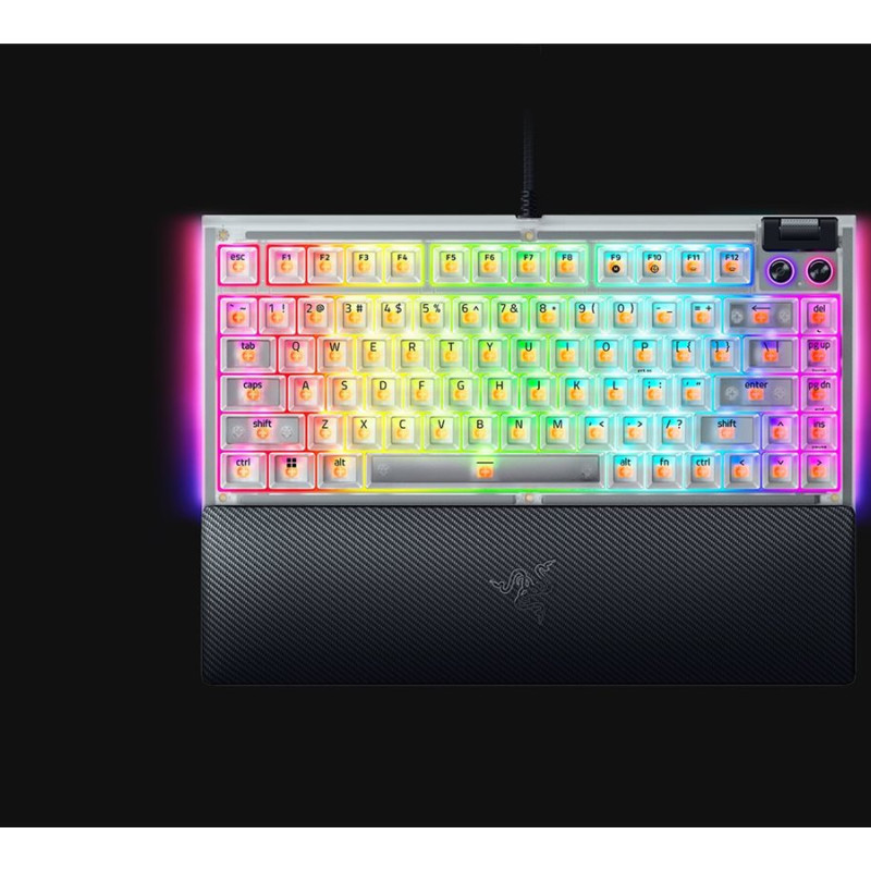 Razer Karstumainā maināma mehāniskā spēļu tastatūra | BlackWidow V4 75% | Spēļu tastatūra | Vada | US | Razer mehāniskie slēdži (Taktīlie) | Phantom White Edition
