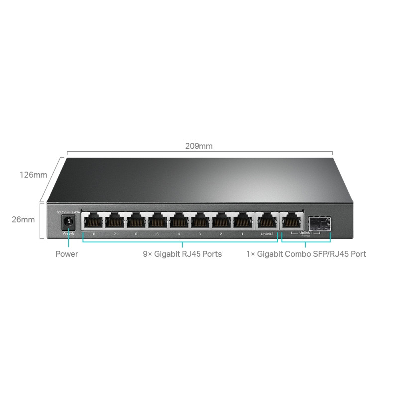 TP-LINK | 10 portu Gigabit Easy Smart pārslēdzējs ar 8 PoE+ portiem | TL-SG1210MPE | Tīmekļa pārvaldāms | Galda | Barošanas avots: ārējais | 60 mēneši