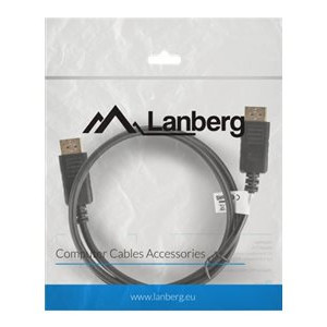 Lanberg | DisplayPort kabelis 19 kontaktu V1.2 4K, 1M | CA-DPDP-10CC-0010-BK | DisplayPort uz DisplayPort