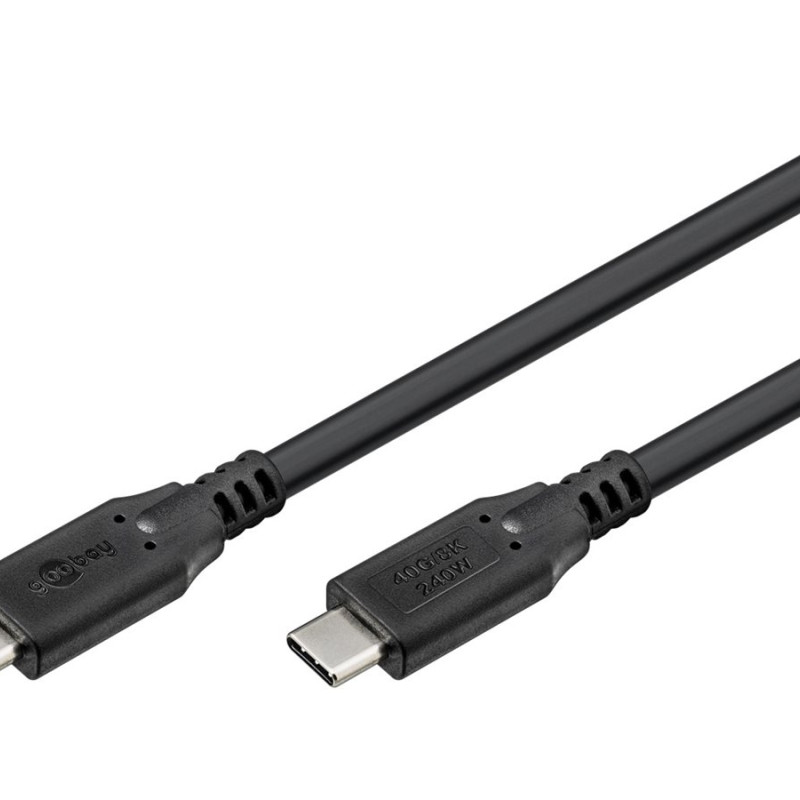 Goobay USB-C™ kabelis, USB4™, 240 W, 40 Gbit/s, Power Delivery, 0,5 m, melns | Goobay
