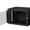 Digitus | Sienas stiprināms skapis | DN-19 07-U-SW | Aizsardzības klase: IP20; Priekšējās durvis: Stikla durvis, viena atvēršana; Skapja tips: Sienas stiprināms skapis; Iekārtu montāžas dziļums min.-maks.: 305-370 mm; Slodzes kapacitāte: 100 kg; Izmēri 420 x 600 x 450 mm, | Melns