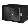 Digitus | Sienas stiprināms skapis | DN-19 07-U-SW | Aizsardzības klase: IP20; Priekšējās durvis: Stikla durvis, viena atvēršana; Skapja tips: Sienas stiprināms skapis; Iekārtu montāžas dziļums min.-maks.: 305-370 mm; Slodzes kapacitāte: 100 kg; Izmēri 420 x 600 x 450 mm, | Melns