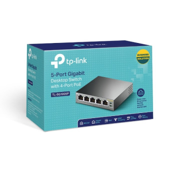 TP-LINK | Switch | TL-SG1005P | Nemanžējams | Galda | Gigabit Ethernet (vara) porti 5 | Power over Ethernet (PoE) porti 4 | Strāvas padeves tips Ārējais | 36 mēneši