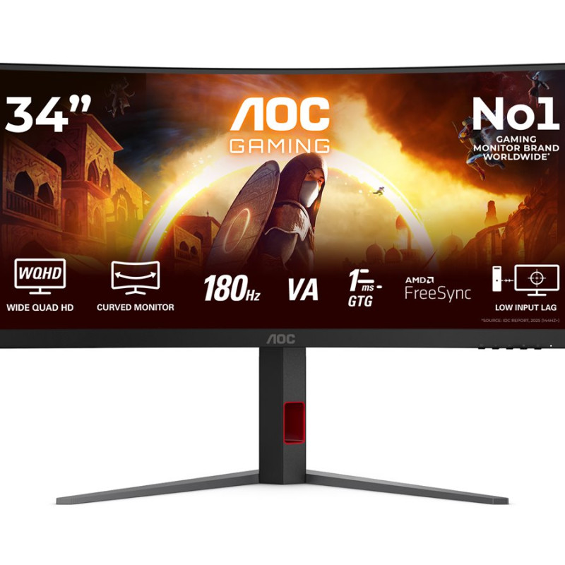 AOC | CU34G4 | 34 " | Fast VA | UWQHD | 21:9 | 180 Hz | 1 ms | 3440 x 1440 pixels | 300 cd/m² | HDMI ports quantity 2 | Black