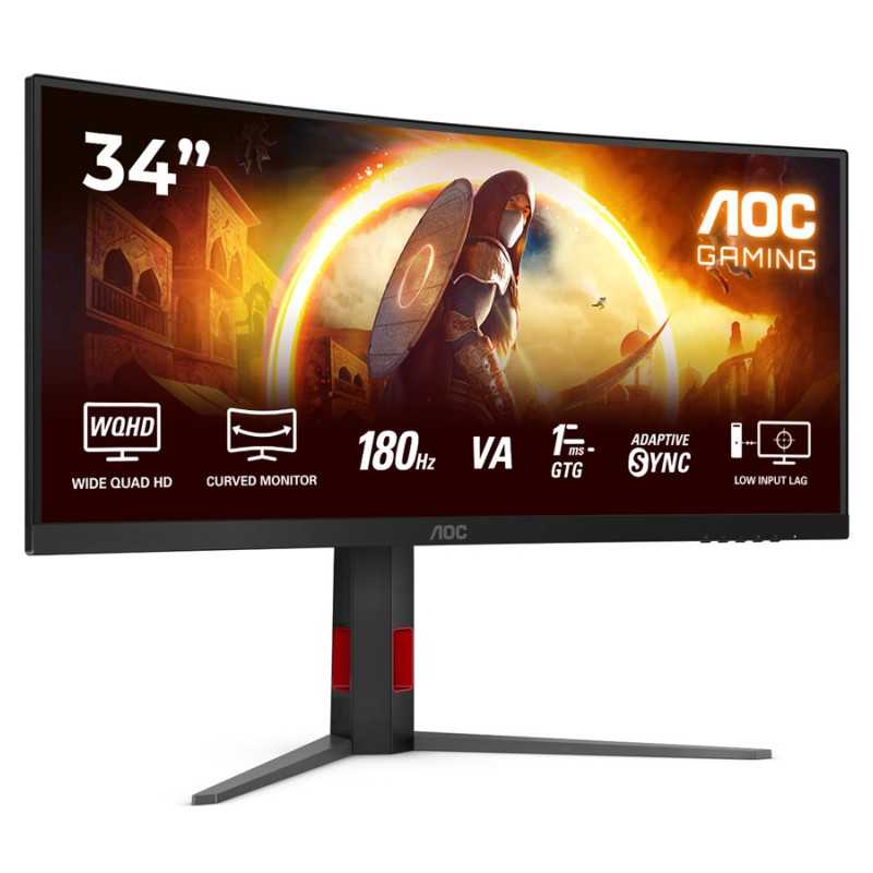 AOC | CU34G4 | 34 " | Fast VA | UWQHD | 21:9 | 180 Hz | 1 ms | 3440 x 1440 pixels | 300 cd/m² | HDMI ports quantity 2 | Black