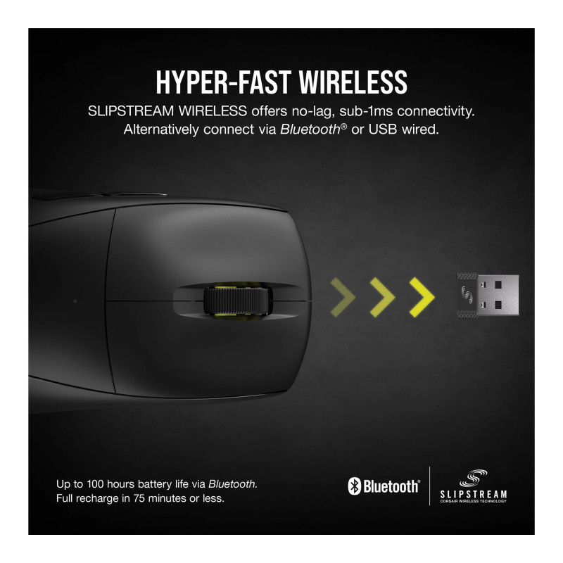 Corsair | Spēļu pele | M75 AIR | Bezvadu | Bluetooth, 2.4 GHz | Melna