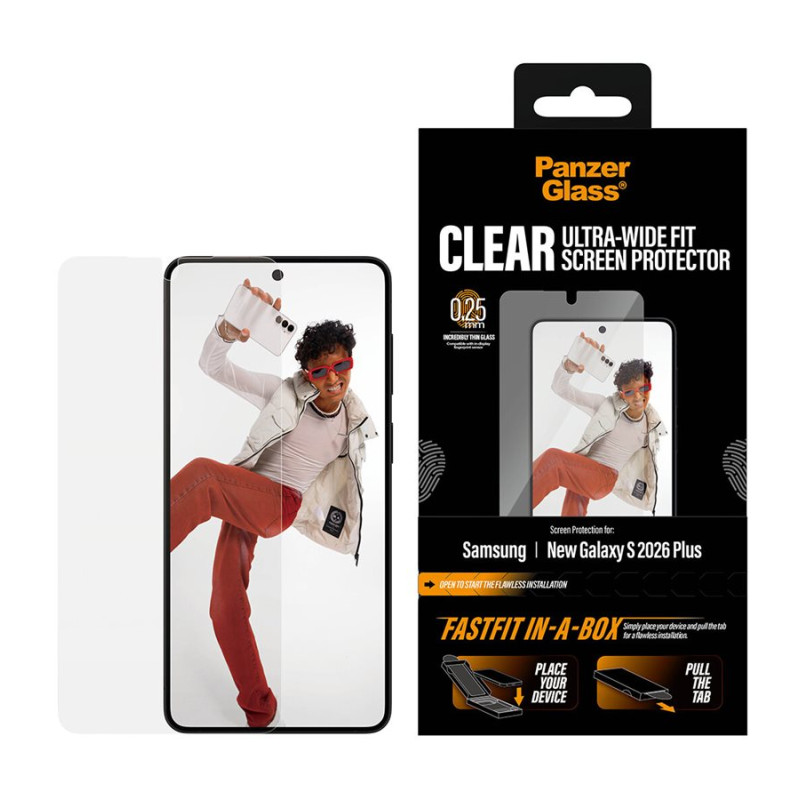 PanzerGlass ekrāna aizsargplēve Samsung New Galaxy S26 Plus | Ultra-Wide Fit ar FASTFIT IN-A-BOX | PanzerGlass