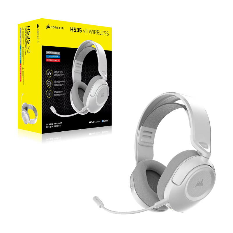 Corsair Gaming Headset | HS35 v3 | Bluetooth | Over-Ear | Microphone | Carbon | Wireless