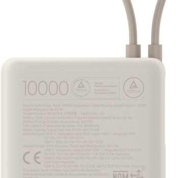 Xiaomi 33W ārējā akumulatora bloks (iebūvēts kabelis) | 10000 mAh | USB-C | Brūns