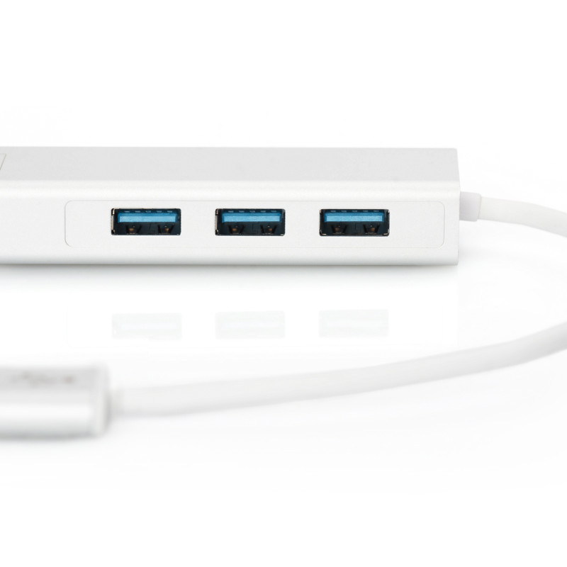 Digitus | 3-port USB Hub and Gigabit LAN adapter | DA-70250-1 | USB Hub