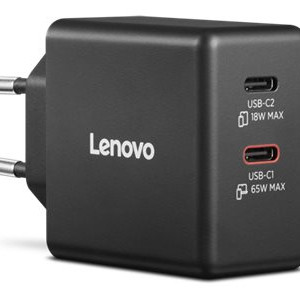 Lenovo Dual USB-C 65W GaN lādētājs - ES | USB-C | Lādētājs