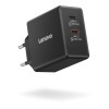 Lenovo Dual USB-C 65W GaN lādētājs - ES | USB-C | Lādētājs