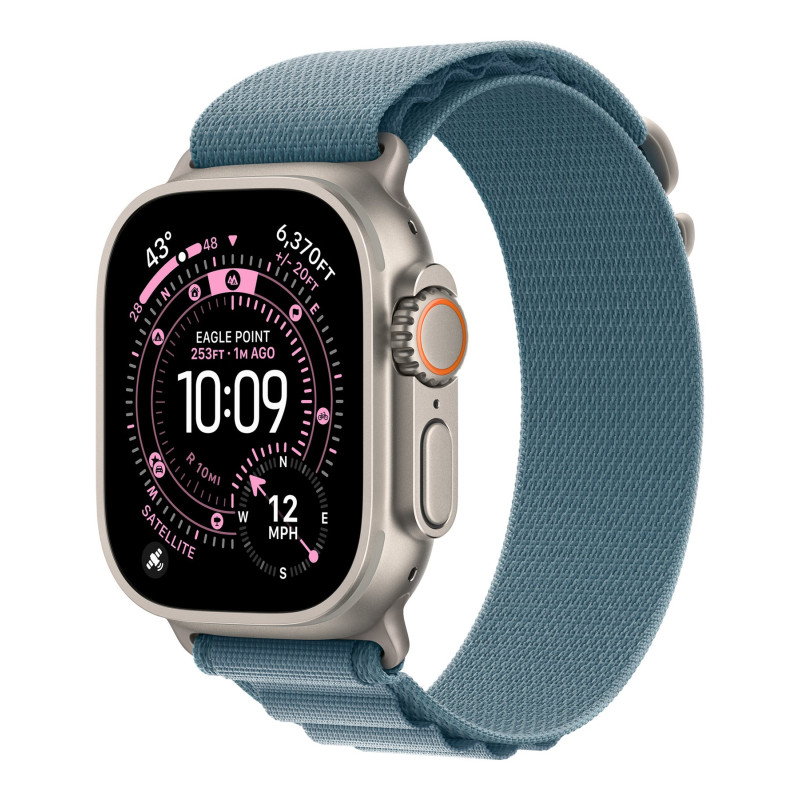 Apple 49mm Light Blue Alpine Loop - Large - Natural Titanium Finish | Apple
