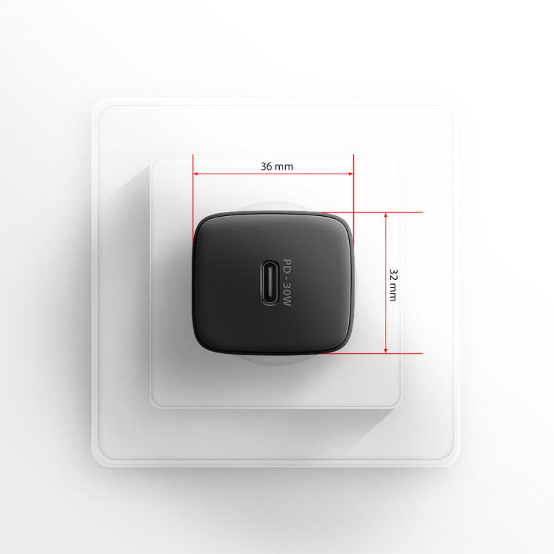 AXAGON Sil wallcharger 1x port USB-C, PD3.0/PPS/QC4+/SFC/AFC/Apple, 30W | ACU-PD30