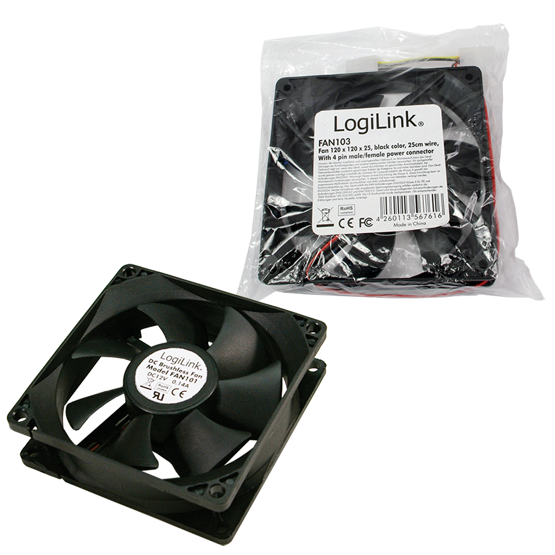 Logilink | FAN103 | Melns | Datora korpusa ventilators