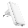 Fixed Slim Traveller 2xUSB-C ceļojumu lādētājs ar pasaules adapteriem, GaN, 45W | Balts