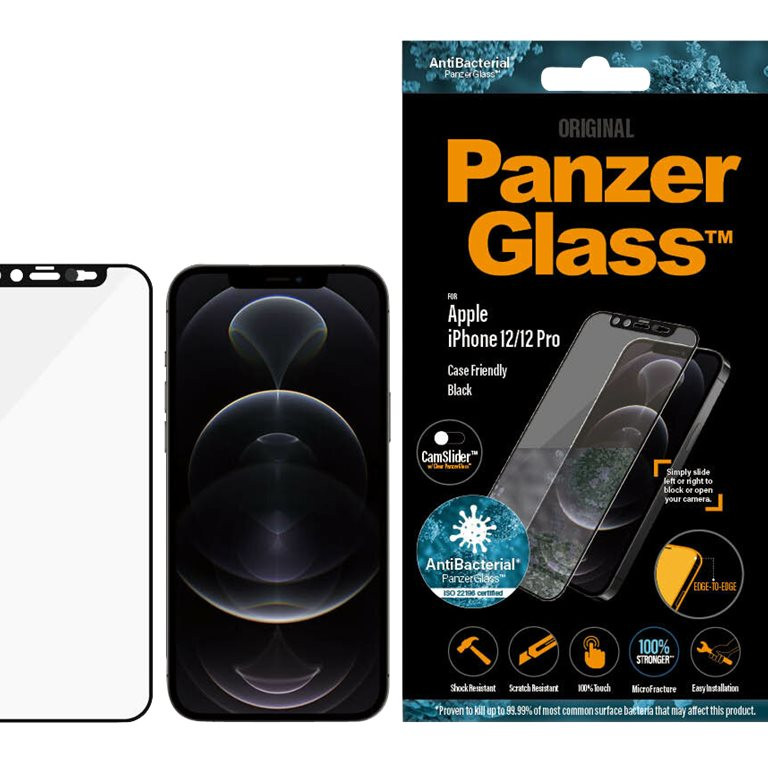 PanzerGlass | CamSlider AB | Apple | iPhone 12/12 Pro | Rūdīts stikls | Melns | Saderīgs ar maciņiem | Privātuma stikls
