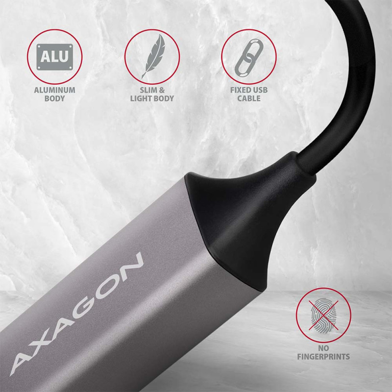 AXAGON ADE-TRC Kompakts alumīnija USB-C 3.2 Gen 1 Gigabit Ethernet 10/100/1000Mbit adapters ar automātisku instalēšanu
