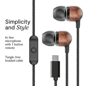 Marley Wired Earbuds | Smile Jamaica | Iebūvēts mikrofons | USB Type-C | Signature Black
